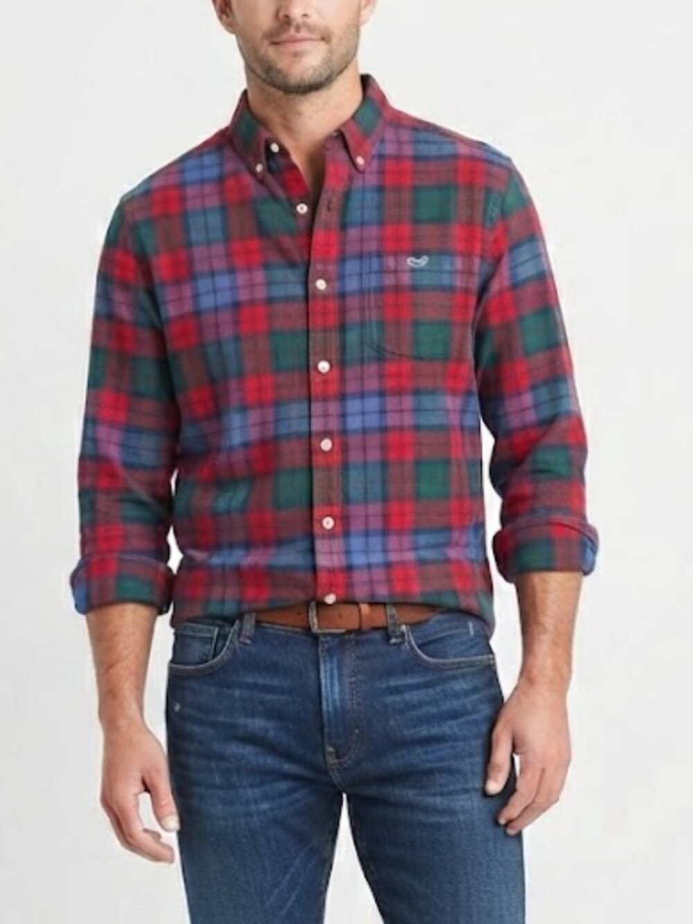 Vineyard Vines Classic Fit Tartan Plaid Button Down Whale Shirt Mens XL